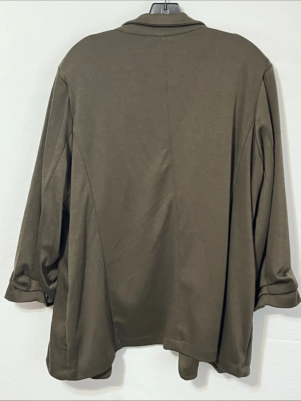 Philosophy Olive Open-Front Blazer Shacket Oversized 2x 💚 Padded Shoulder Pads - Picture 5 of 8